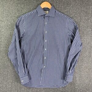 Todd Snyder Dress Shirt Men 15.5 Blue Check Button Up 2 Ply Cotton